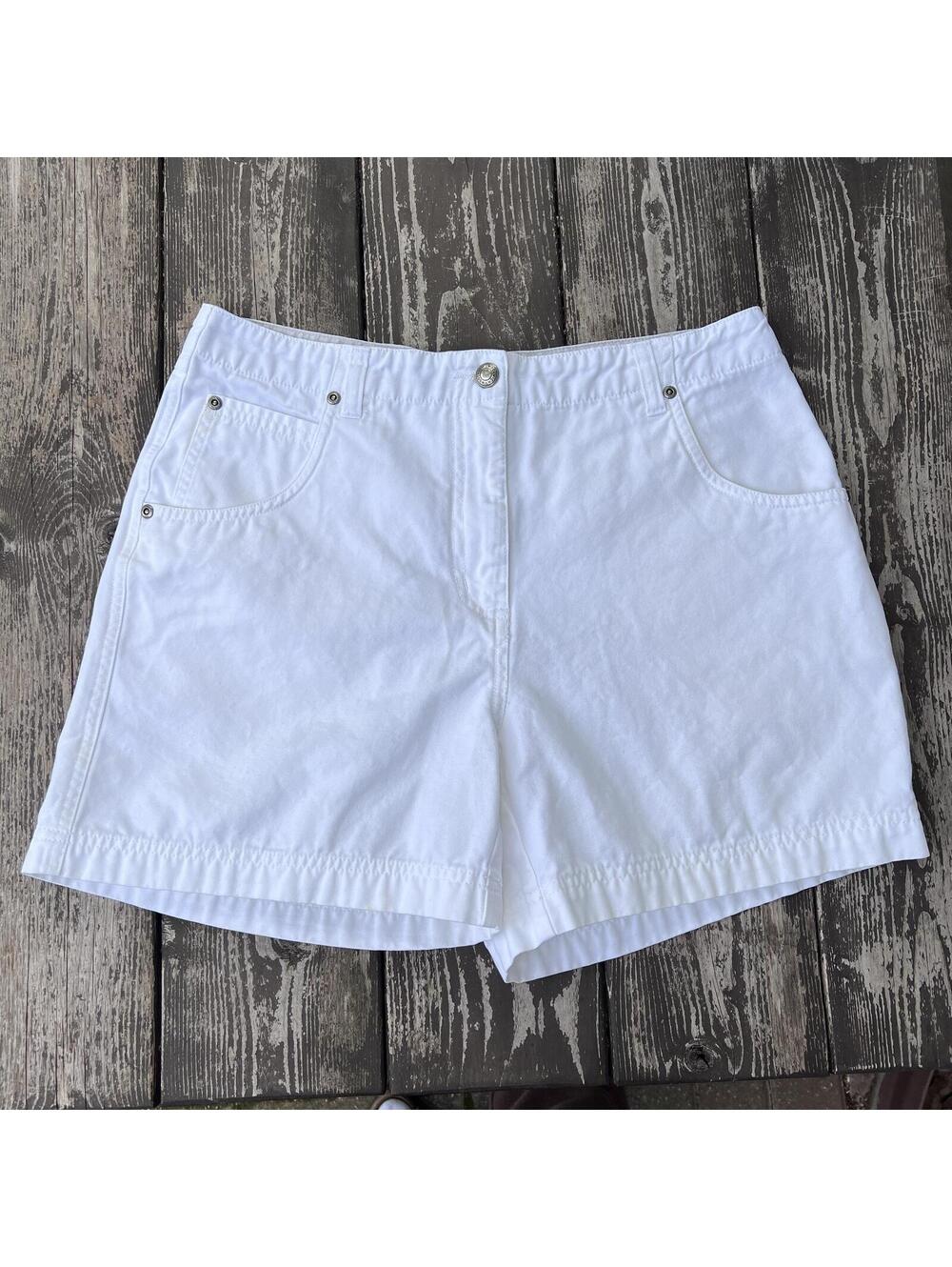 Woolrich Women's Shorts Size 10 White 100% Cotton High Rise Mom Bermuda